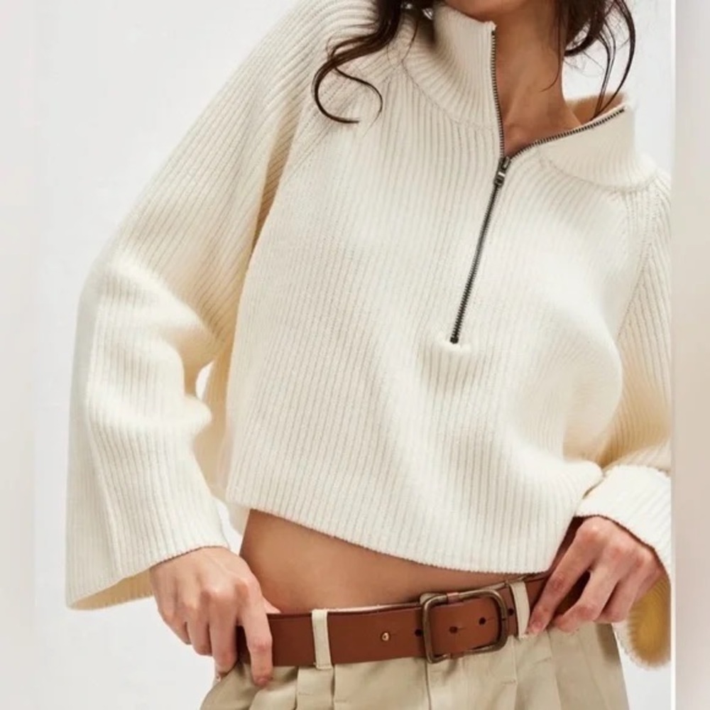 New free people Greta Half Zip sweater size XL